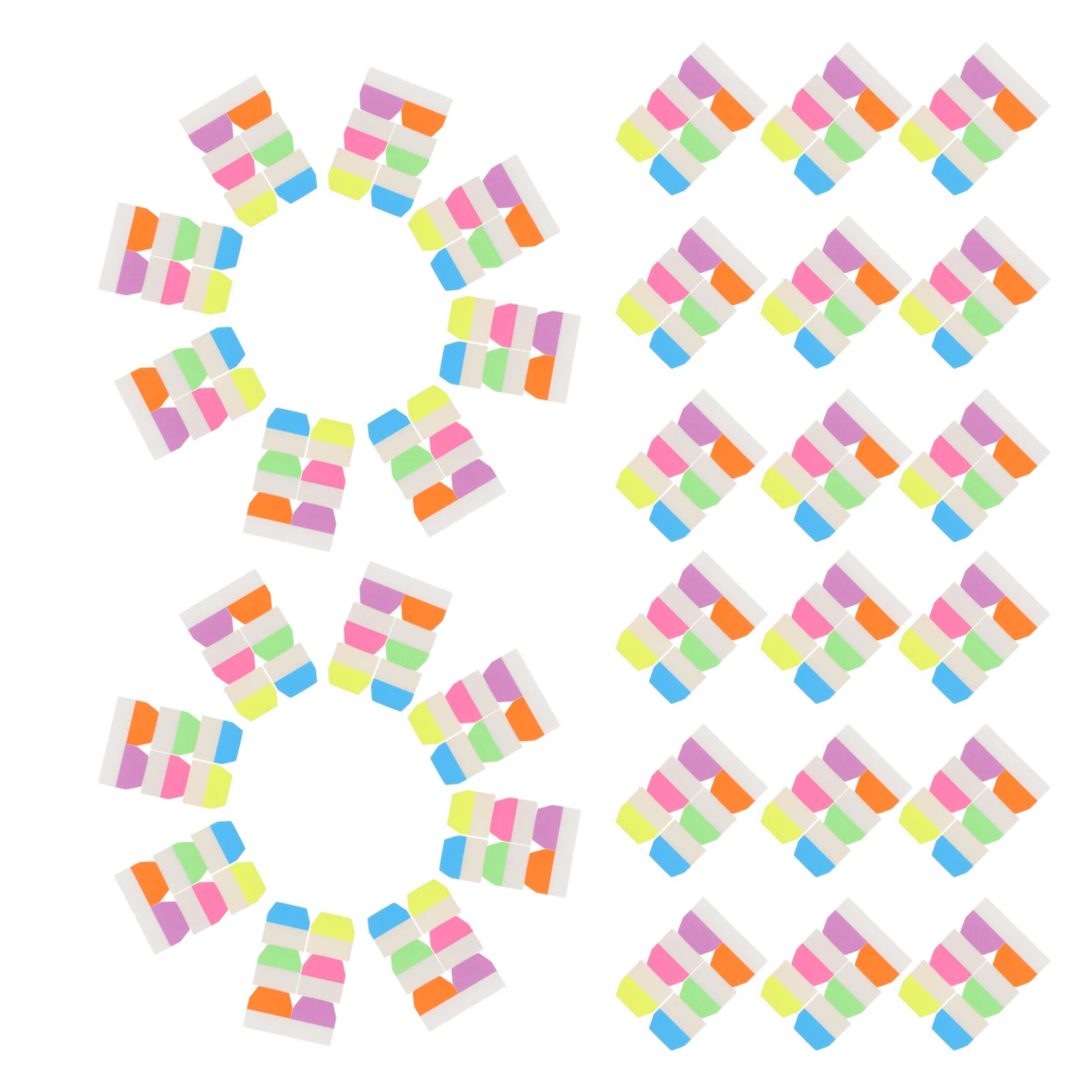 600pcs Colorful Sticky Multicolor Notebooks Self-Adhesive Page Markers Fluorescent Transparent Base Reusable Divider Book Tabs