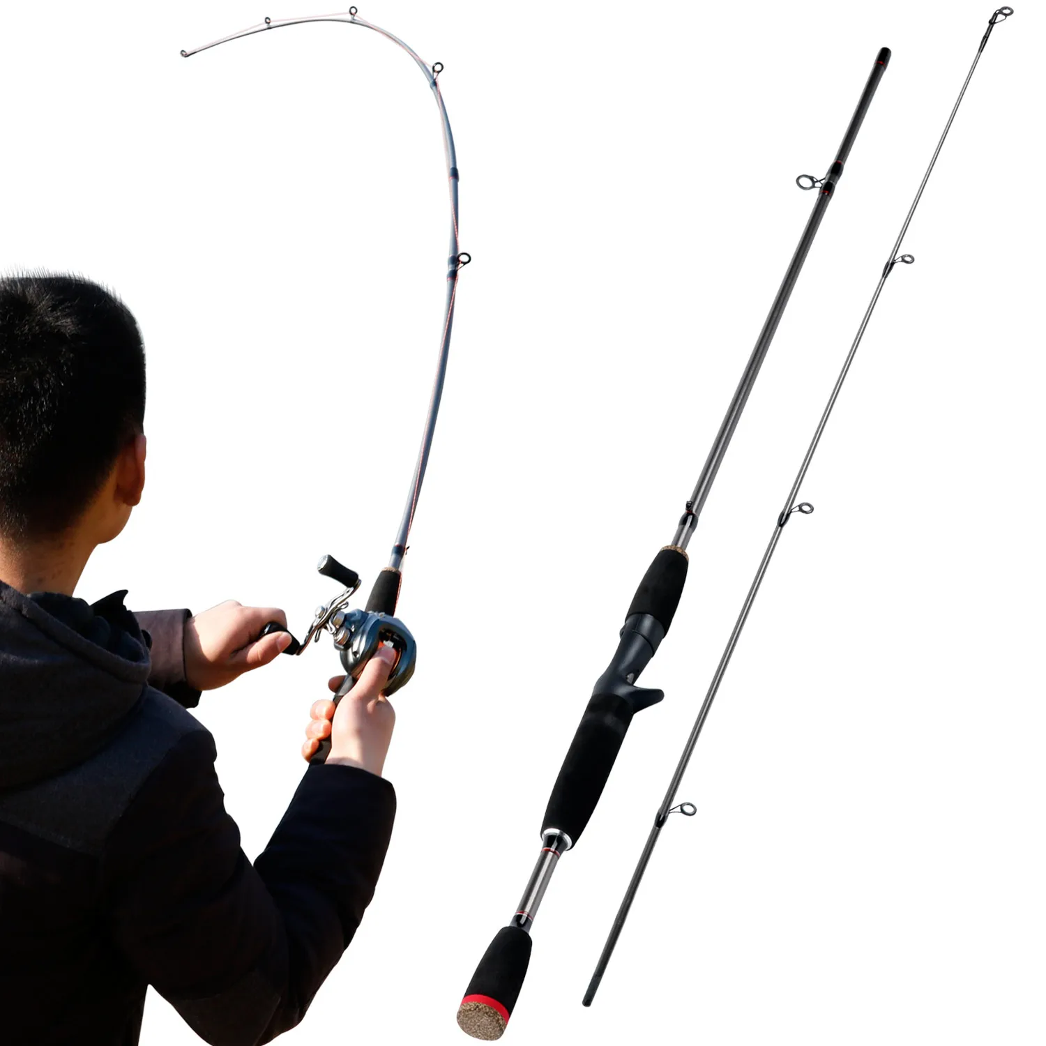 Sougayilang Fishing Rods 1.8m Ultralight Carbon Fiber Spinning and Casting Rod Max Drag 8Kg for Bass Pike Trout Fishing
