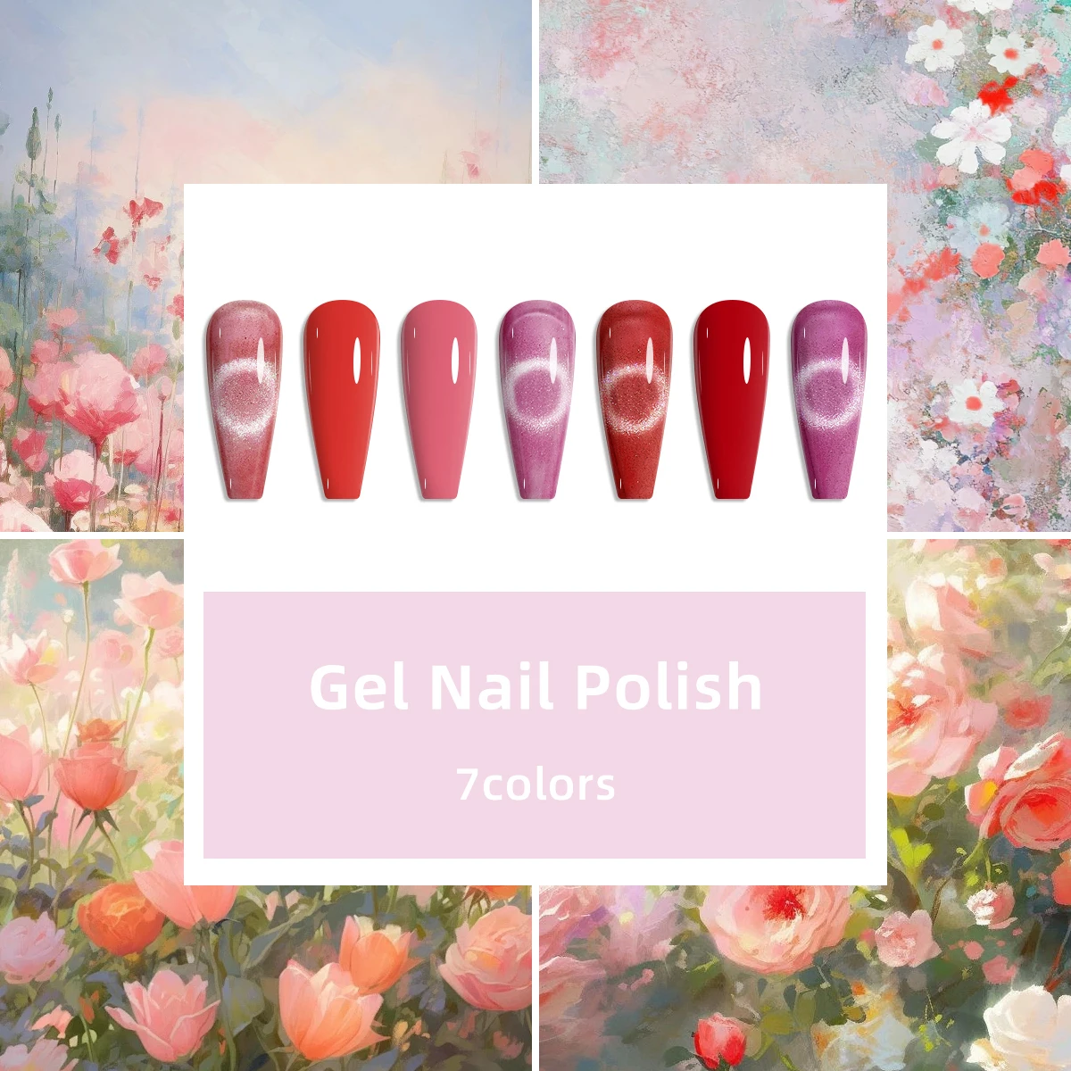 7 pezzi/set Faandin 0. 24oz*7 bottiglie, colore solido perlato, occhio di gatto di cristallo, set di smalti per unghie in gel rosa cipolla glitterato, colori ricco, adatto per l'autunno e l'inverno, set di smalti per unghie gel per unghie di alta qualità, resistente all'usura, non facile da sbiadimento