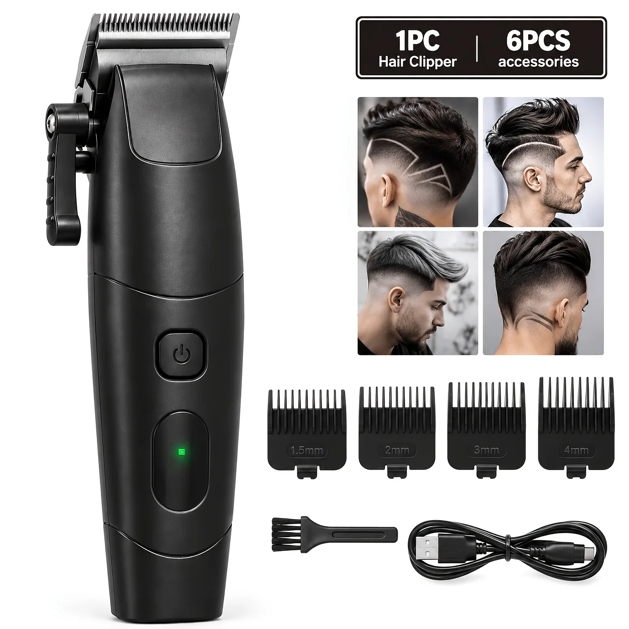 Smart Self-Service Hair Clipper for Home Use, Automatic Hair Cutting Tool, Home Grooming Kit, Stress-Free Hair Trimming, Includes Multi-Size Guide Combs for Various Lengths, Led Digital Battery Percentage Display, Equipped with 4 Guide Combs Multiple Length Settings, Three-Level Blade Fine-Tuning, Simple Operation and Easy to Use, Suitable for Men and Adults for Daily Haircuts, Easy Hair Trimming at Home, Meeting the Daily Hair Cutting Needs of the Family.