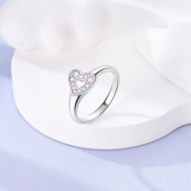 Exquisite 925 Sterling Silver Women's Ring Cubic Zirconia Cat Claw Heart Shape Engagement Party Ring Luxury Jewelry Gift