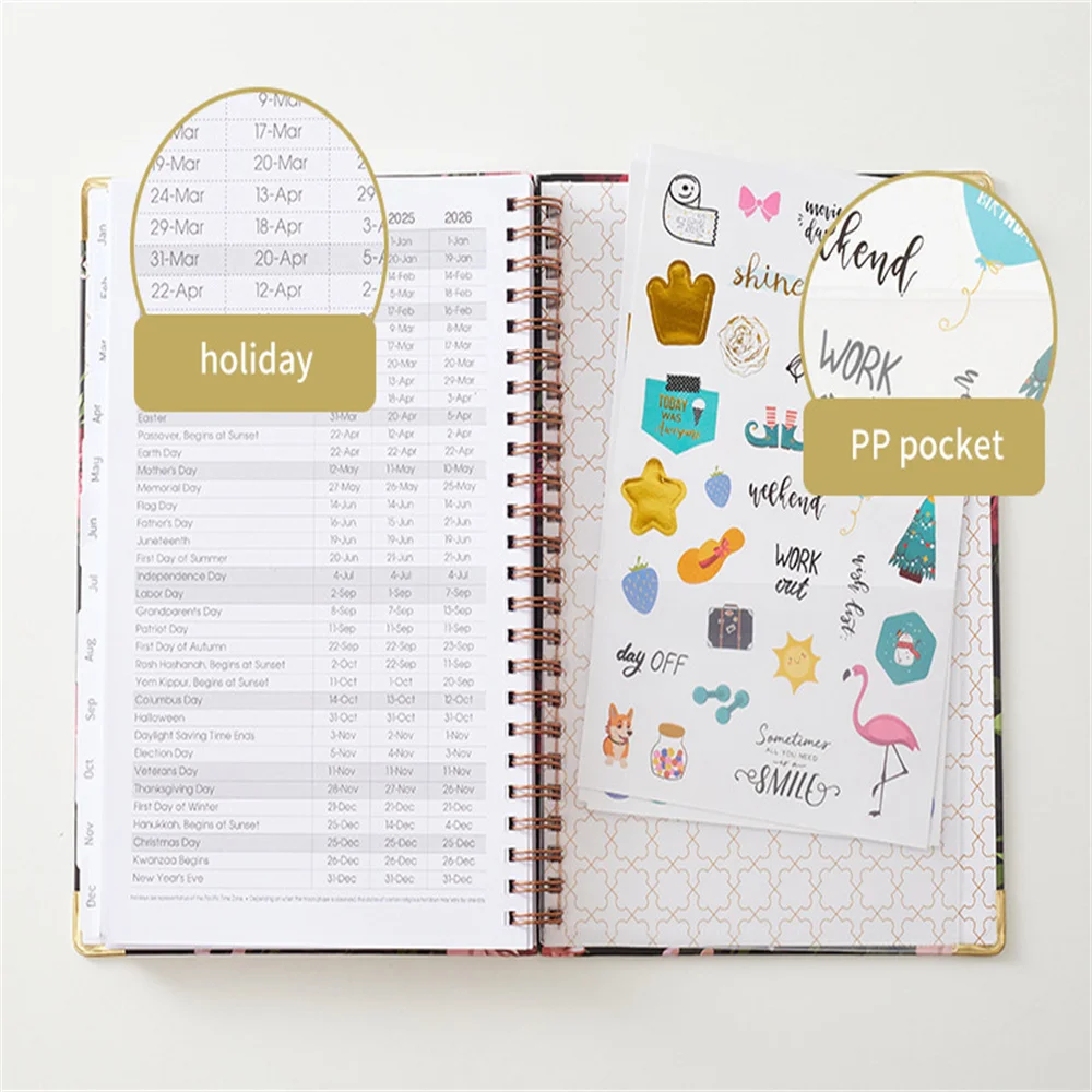 A5 Agenda Planner Notebook Portable Schedule Book Diary Weekly Planner Sketchbook Graffiti Notebook School Office Stationery