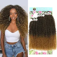 Mechones de pelo rizado sintético para mujer, extensiones rizadas largas Jerry, 9 Uds., 24''26''28'', pelo falso orgánico ondulado de fibra resistente al calor