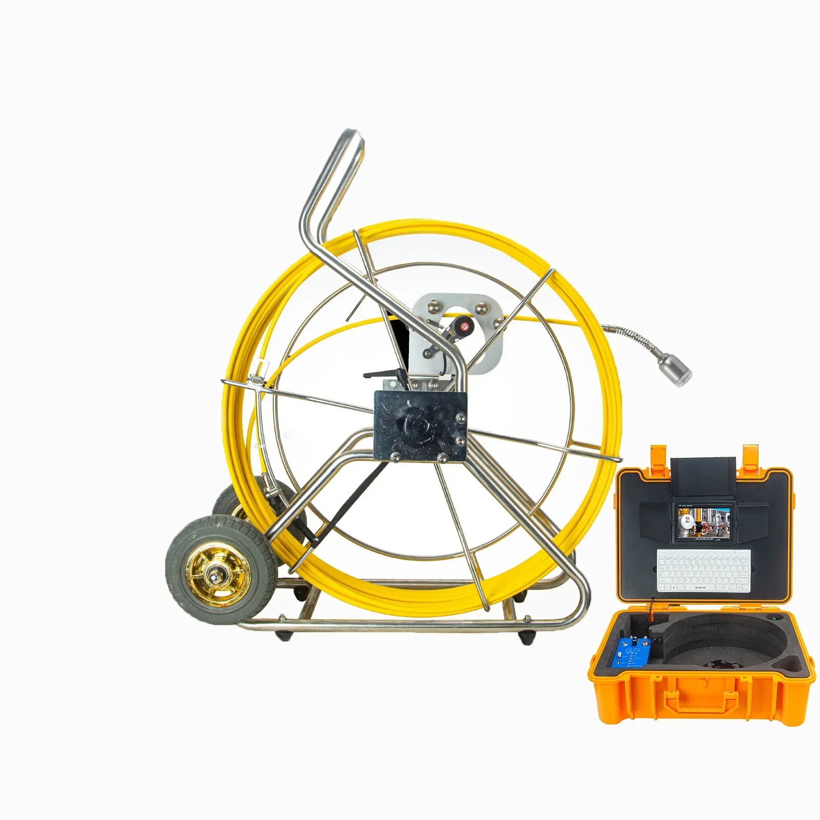 

Nick65ft/20m Sewer Drain Pipe Inspection camer with 50mm head, self leveling, meter counter and keyboard