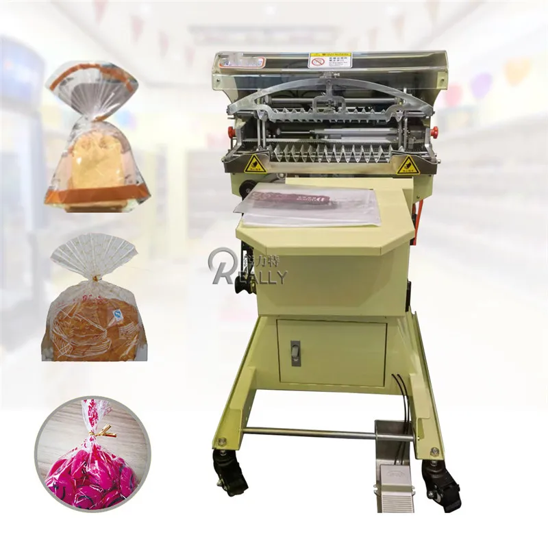 Halbautomatische Brot-Twist-Tie-Maschine für Bäckerei, fußbetriebene Haustier-Metallic-Twist-Brot-Bindemaschine, Gebäck, Geschenk, Brot-Versiegelung