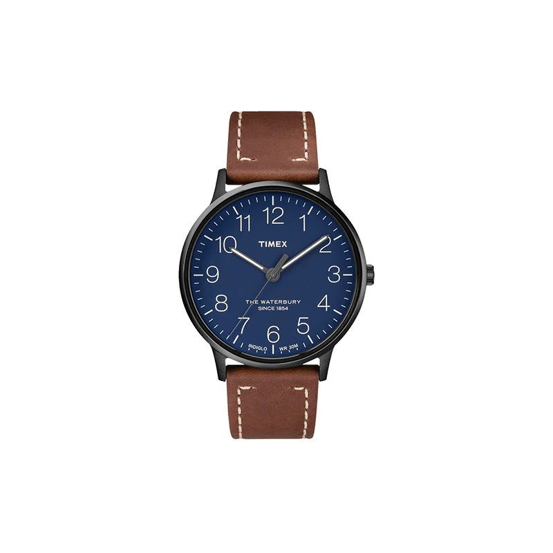 TIMEX Men's Waterbury Dark Brown Leather Band Watch TW2R25700