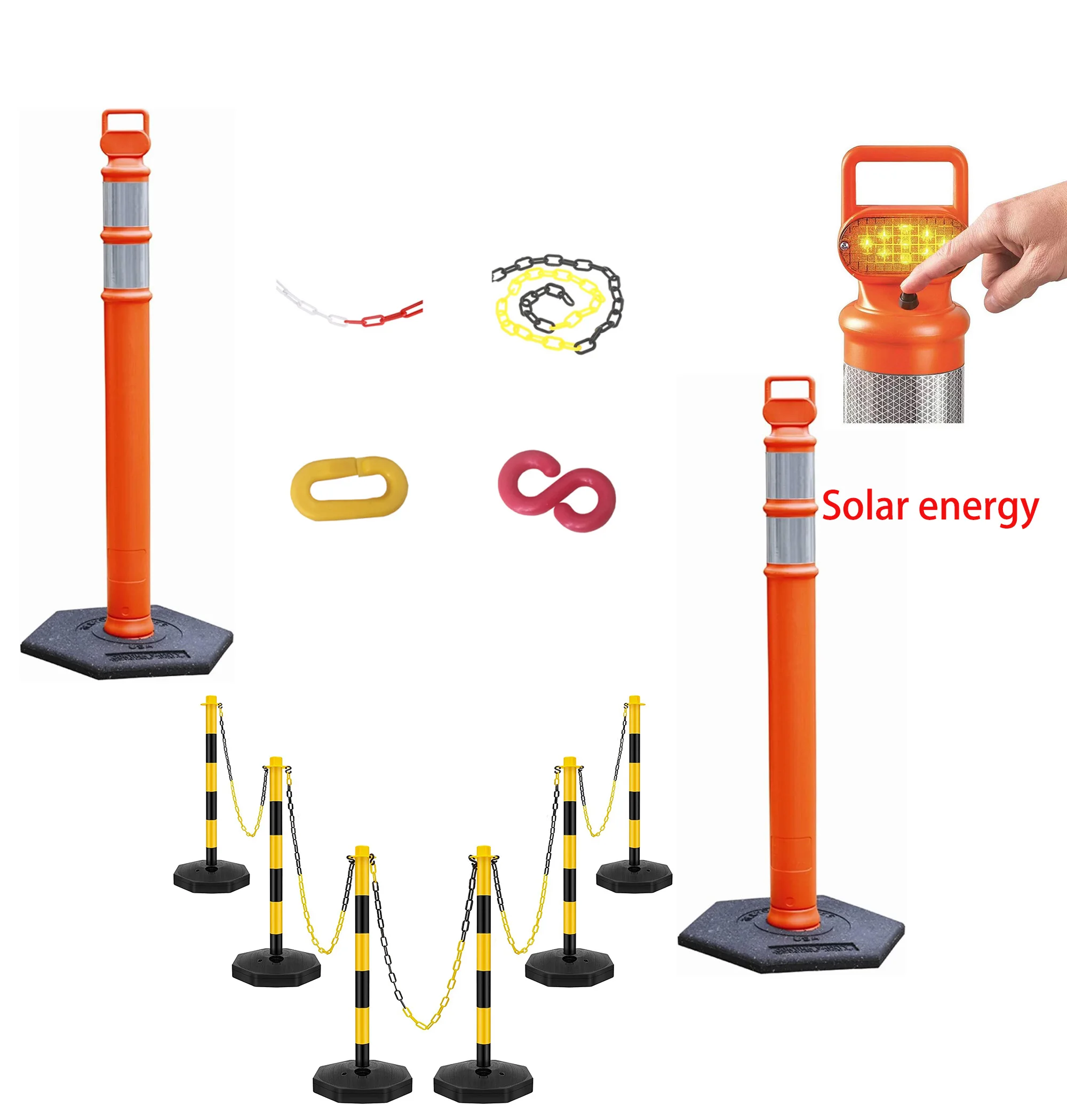 Amazon Hot Solar Energy Traffic Safety Delineator Flexible delin post Reflective Durable PE Traffic Safety Cones Delineator Post