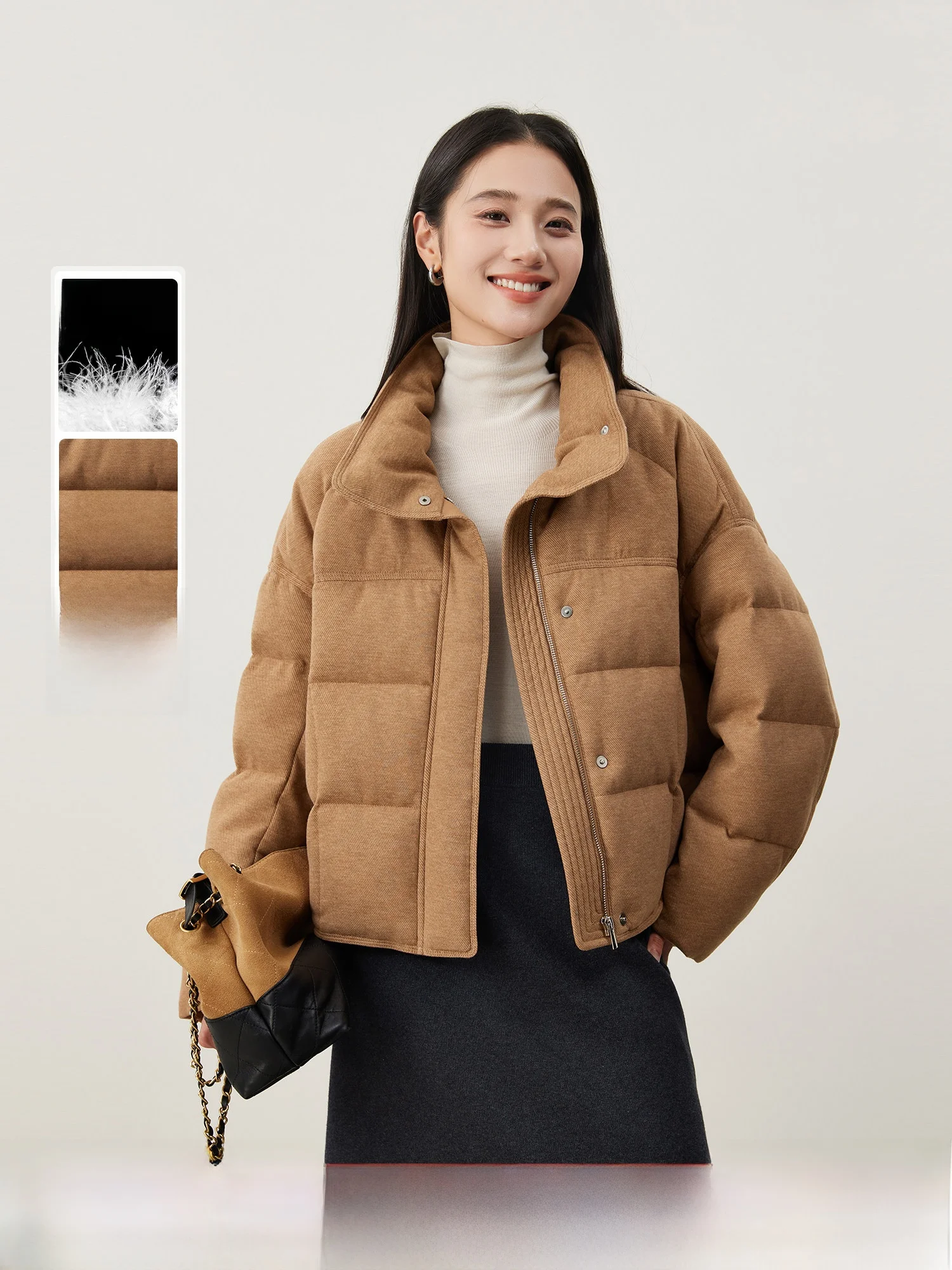 

MIJOR 90 White Du down ort Puffer Jaet Women's Sli Warm Fluffy Vest Winter Ele Sle Polyester Fabric Long Sve