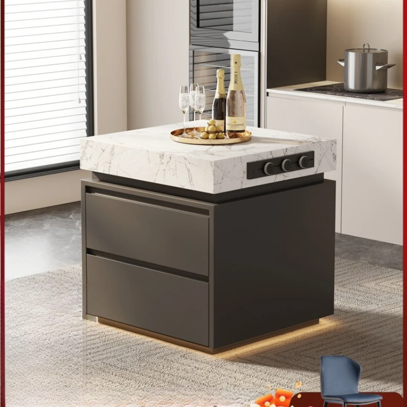 Italian light luxury island table cabinet separate open kitchen rock slab down table advanced movable bar table