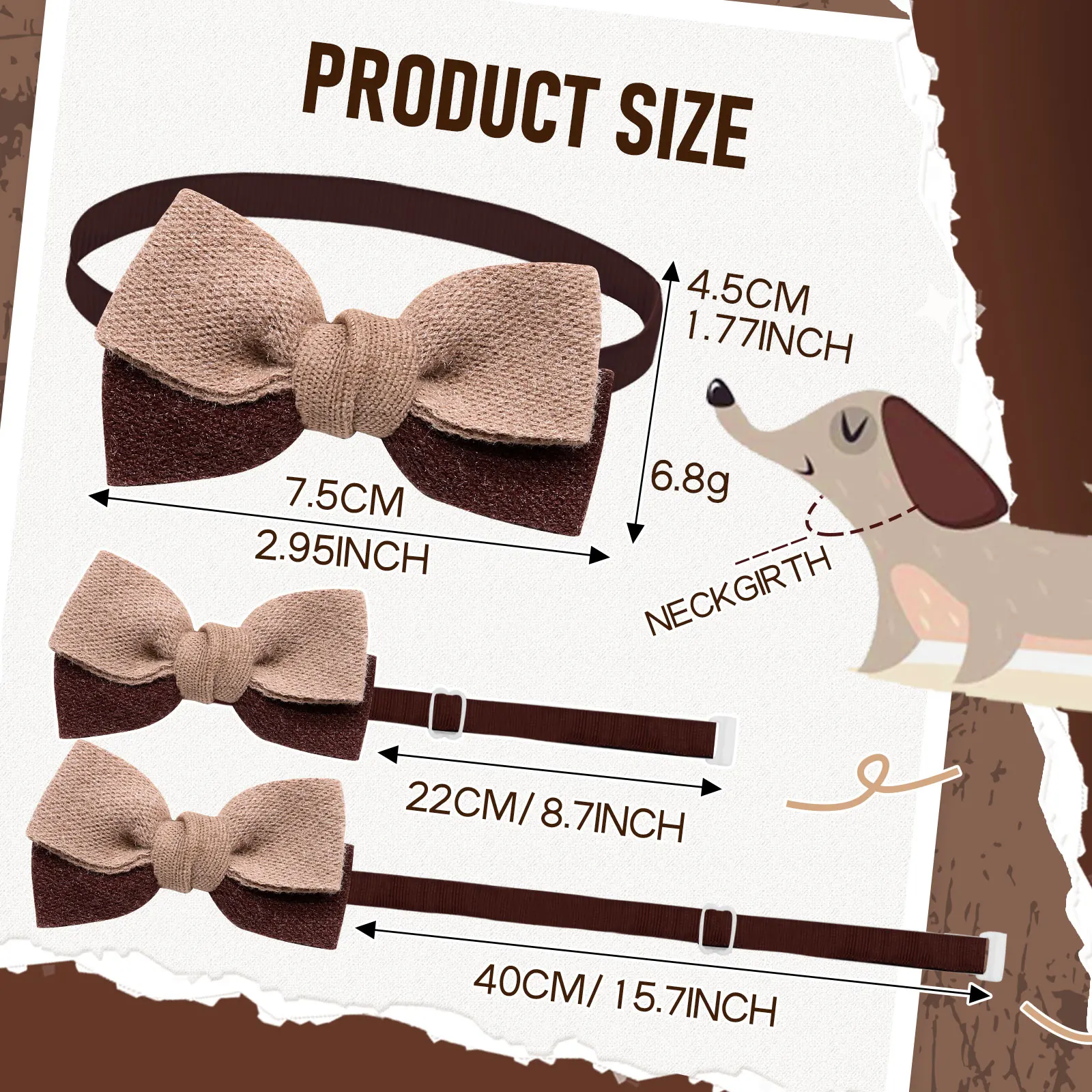 20/40PCS Autumn/Winter Dog Bow Ties Brown Style Dog Bowties Adjustable Pet Dog Collars Grooming Accessories For Dogs and Cats