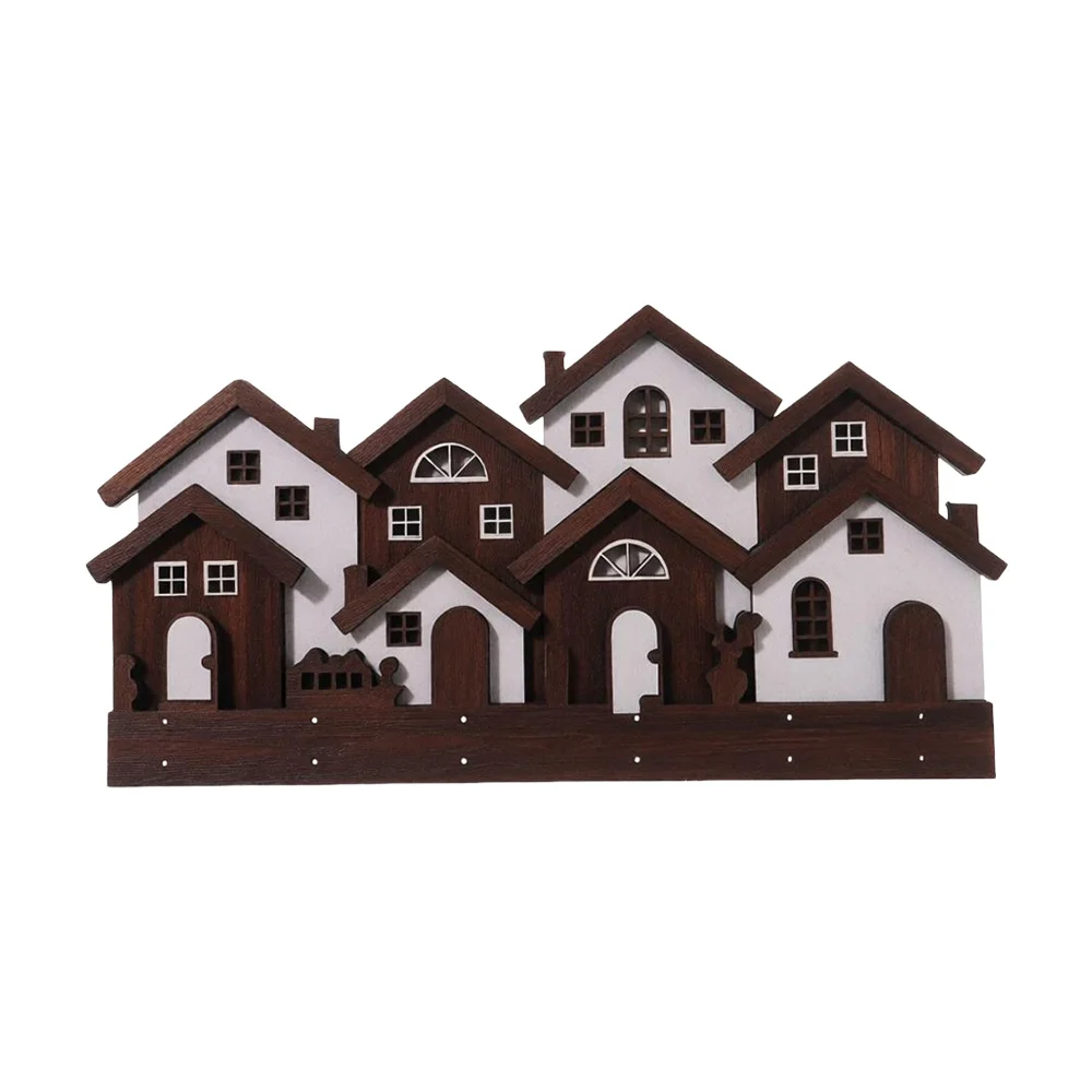 Gifts Wood Wooden Key Holder Colorful House Shape House Key Holder 2D Flat Wall Mounted Decorative Key Hanger Entryway Organizer