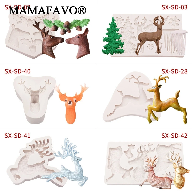 Christmas Santa Claus And Deer Silicone Mold Cake Mold Silicone Baking Tools Kitchen Accessories Decorations Fondant DIY F238