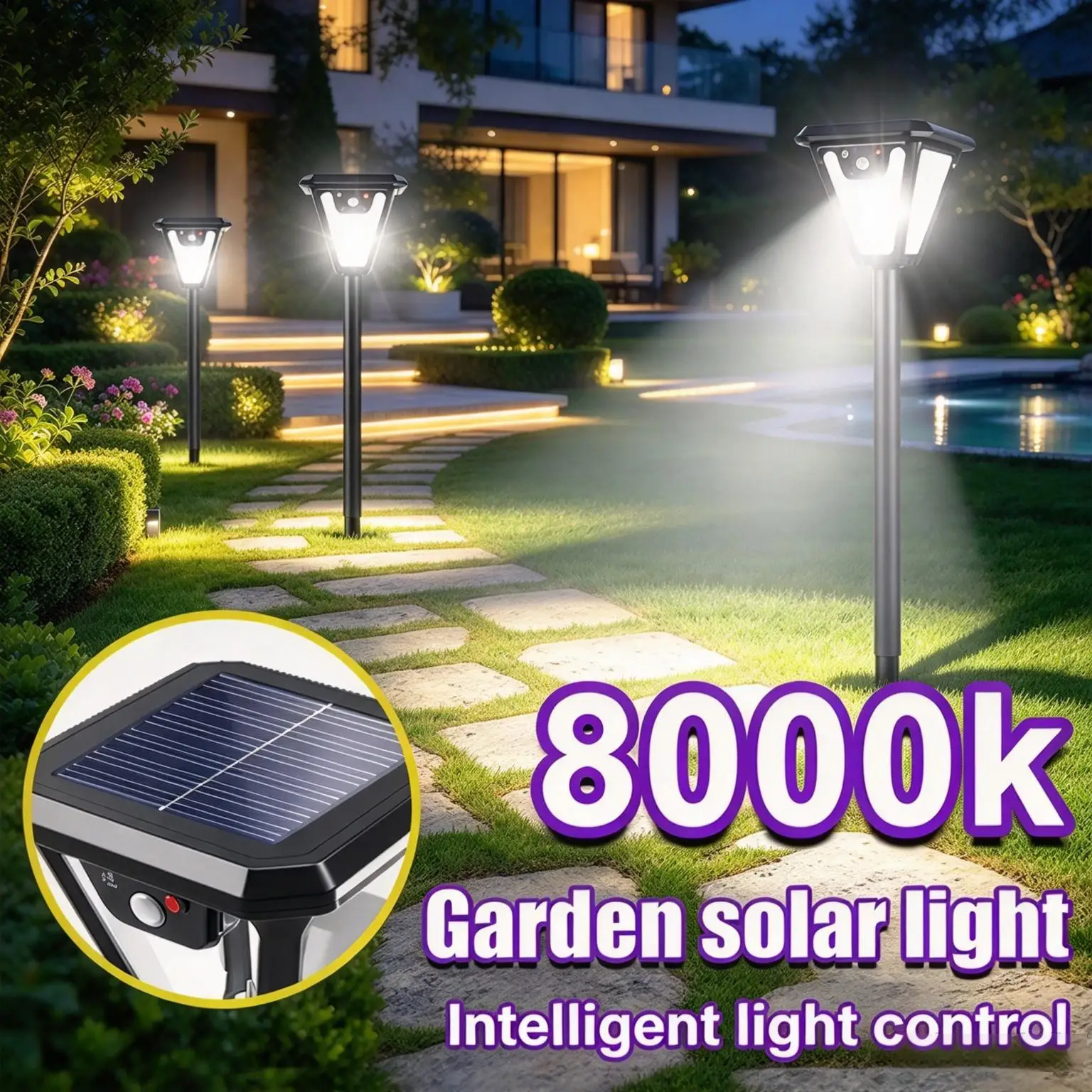 Upgraded Solar Pathway Garden Decor Lights Outdoor With Motion Sensor Waterproof Solar Lamp Patio Yard Lawn Sunlight Wall Lamp
