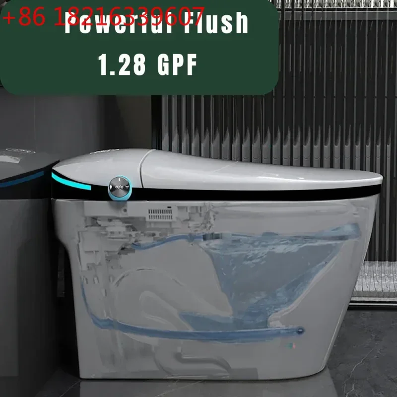 Luxury Smart Toilet with Bidet Seat Built-in, Intelligent Toilet Auto Open/Close Seat, Foot Sensor, LED Display,Night Light