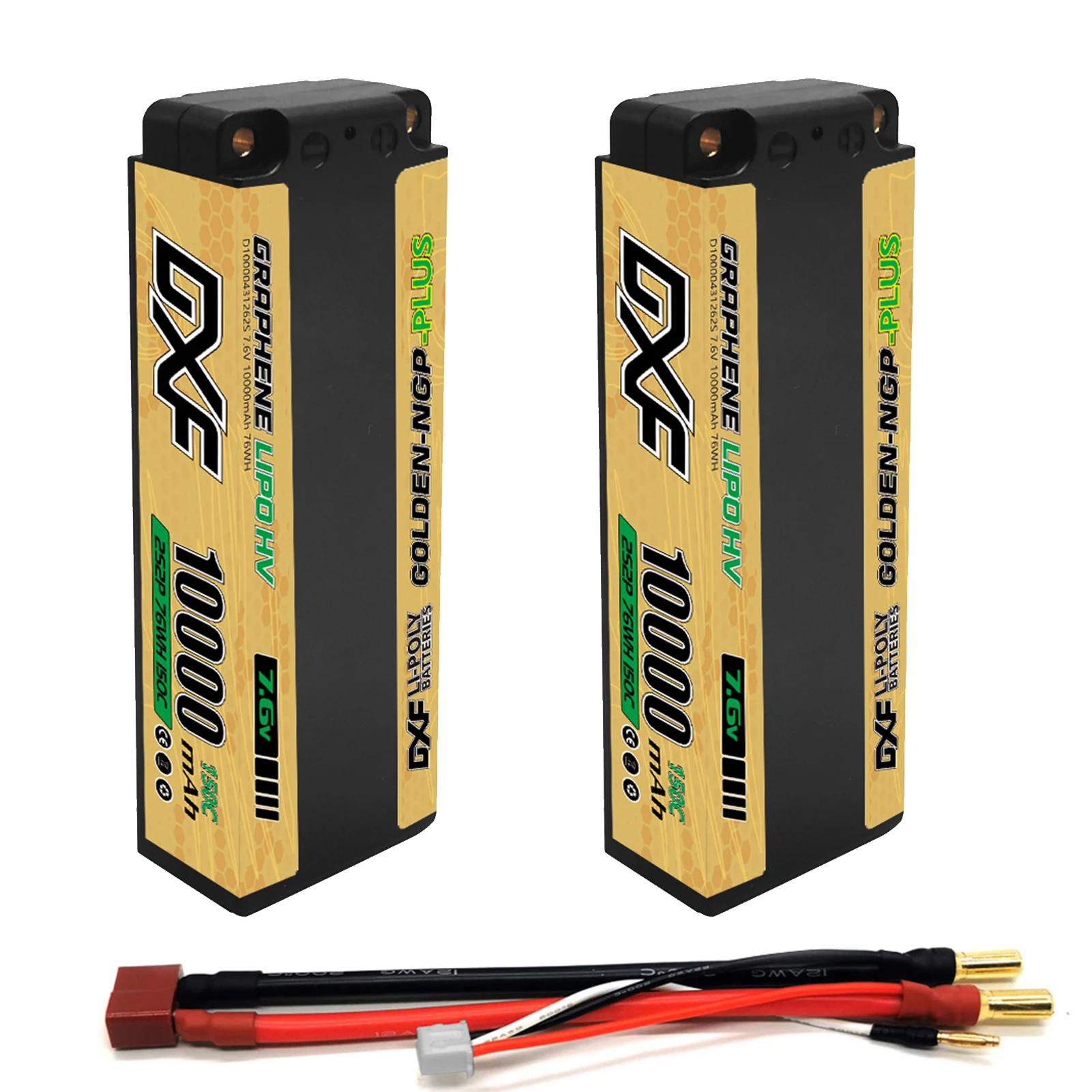 DXF 2S Lipo Akku 10000mAh NGP Plus 7,6V 150C 5mm T-Stecker Hardcase für 1/10 Buggy Truggy Offroad Boot Auto LKW RACING