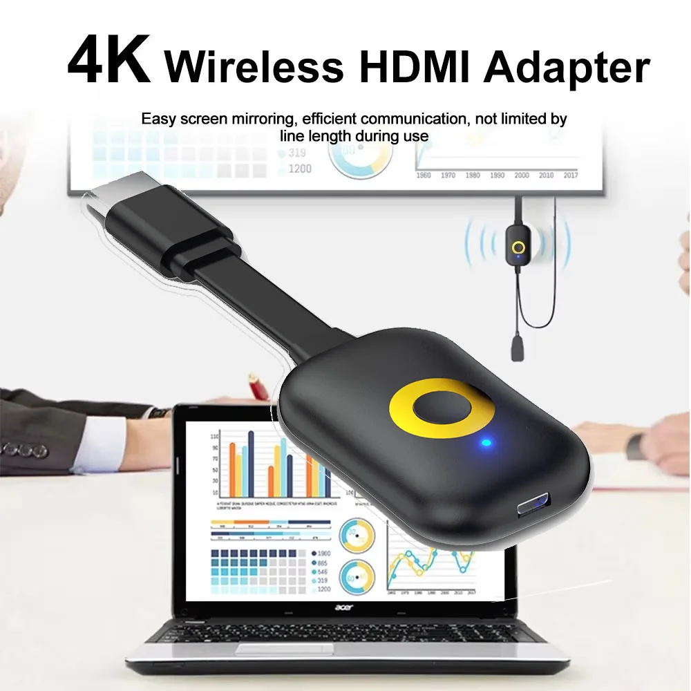 4K Wireless HDMI-compatible Adapter 2.4G/5G HD Connecter Wifi Display Video Receiver Screen Mirroring for TV Projector