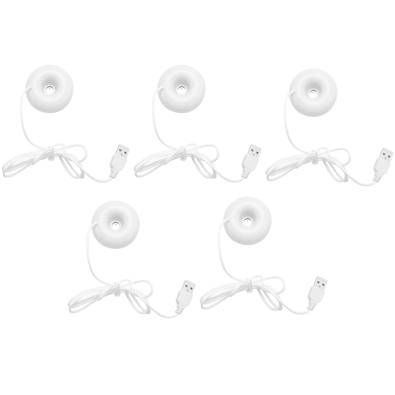 

5X White Donut Humidifier USB Office Desktop Mini Humidifier Portable Creative Air Purifier White