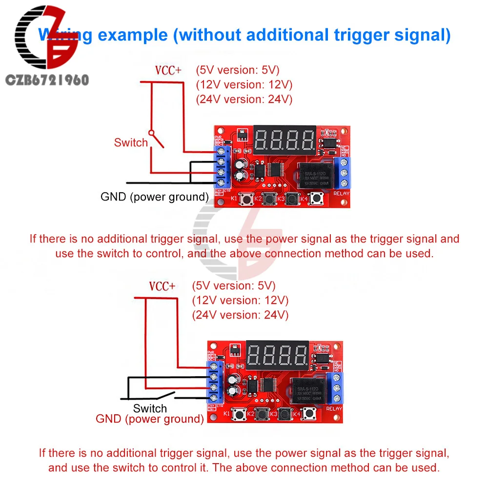 Time Delay Relay DC 5V 12V 24V Timer Module Trigger Cycle Delay Timing Circuit Switch Module with LED Display