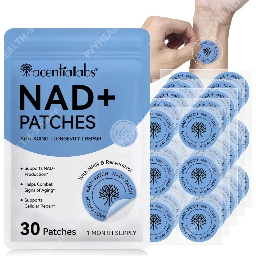 Acentiallabs NAD+ Patches Transdermal with NMN & Resveratrol, Supports NAD+ Production and Antioxidant Support, 30 Patches