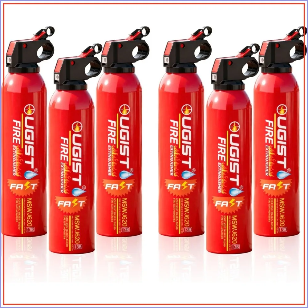 Portable Fire Extinguisher 6-Pack, 21oz Each, Water-Based for Home Kitchen Car Camping, Quick Response, No Residue