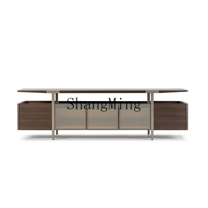 

LXY high-end tempered glass locker solid wood stainless steel floor-to-ceiling side cabinet