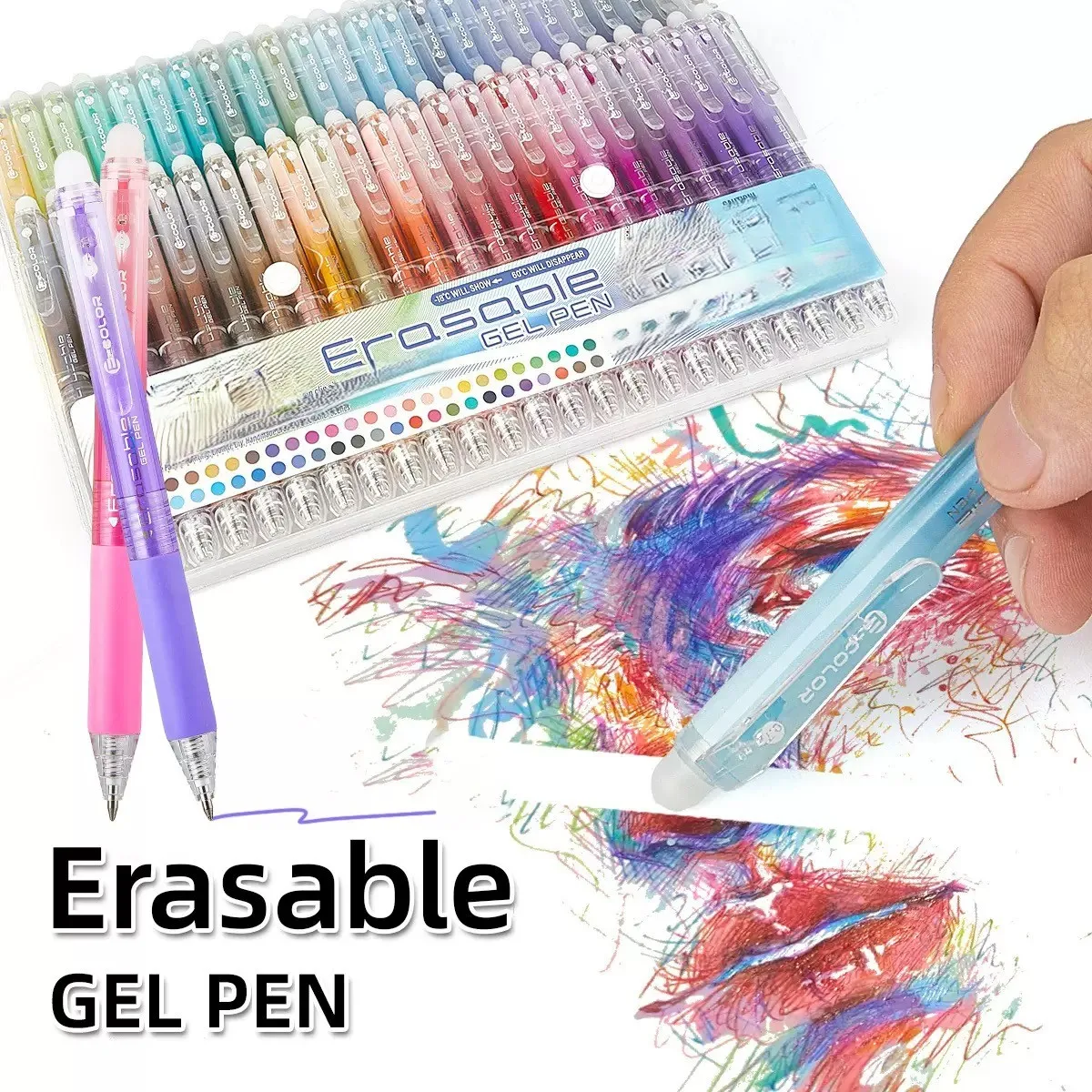 12/24/36Pcs Retractable Erasable Gel Pens 0.7mm Fine Point Smooth Writing Assorted Random Colors Office School Stationery