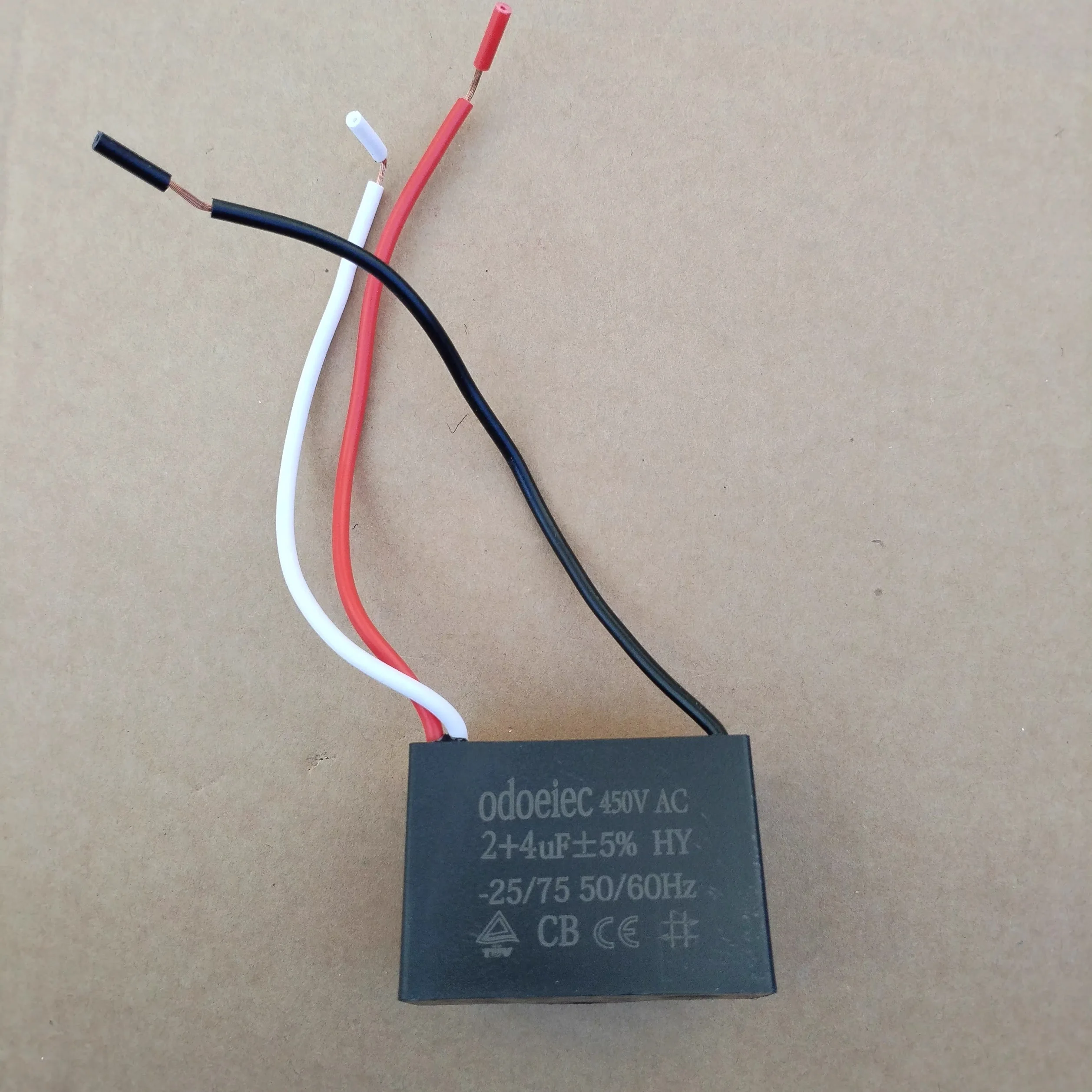 Black CBB61 2uF+4uF 3 Wires AC 450V 50/60Hz Capacitor For Ceiling Fan
