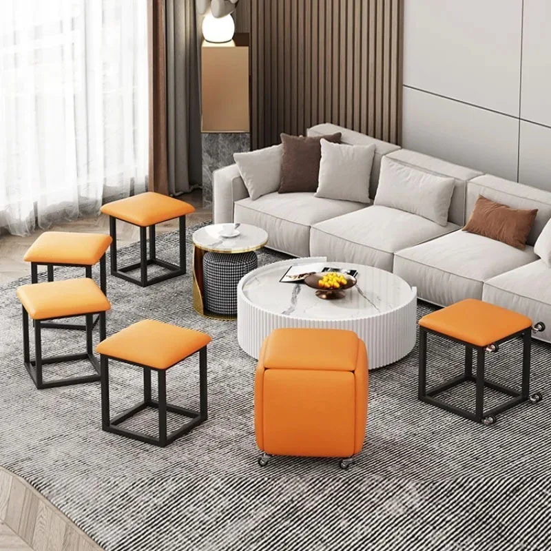 Creative 5 in 1 Sofa Stool Nordic Living Room Furniture Home Rubik's Cube Combination Fold Stool Iron Storage Ottomans y