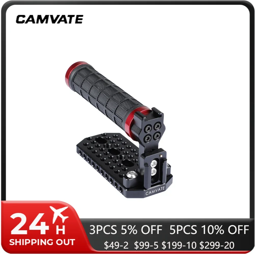 Câmera de borracha camvate punho superior com placa de queijo superior & sapata montagem para blackmagic design ursa mini câmeras