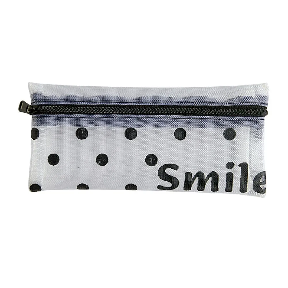 New Transparent Mesh Pen Bag Star Print Zipper Makeup Brush Case Lightweight Portable Pencil Pouch Women