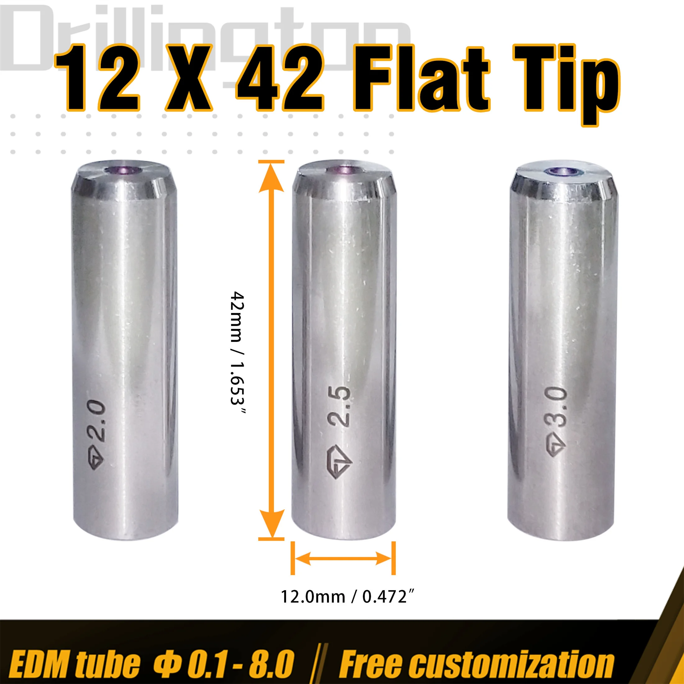 EDM Electrode Drill Guide , Flat Tip 12mm x 42mm Ruby , Electrode Guides , EDM Drilling Parts  , Tube Guides 12 * 42