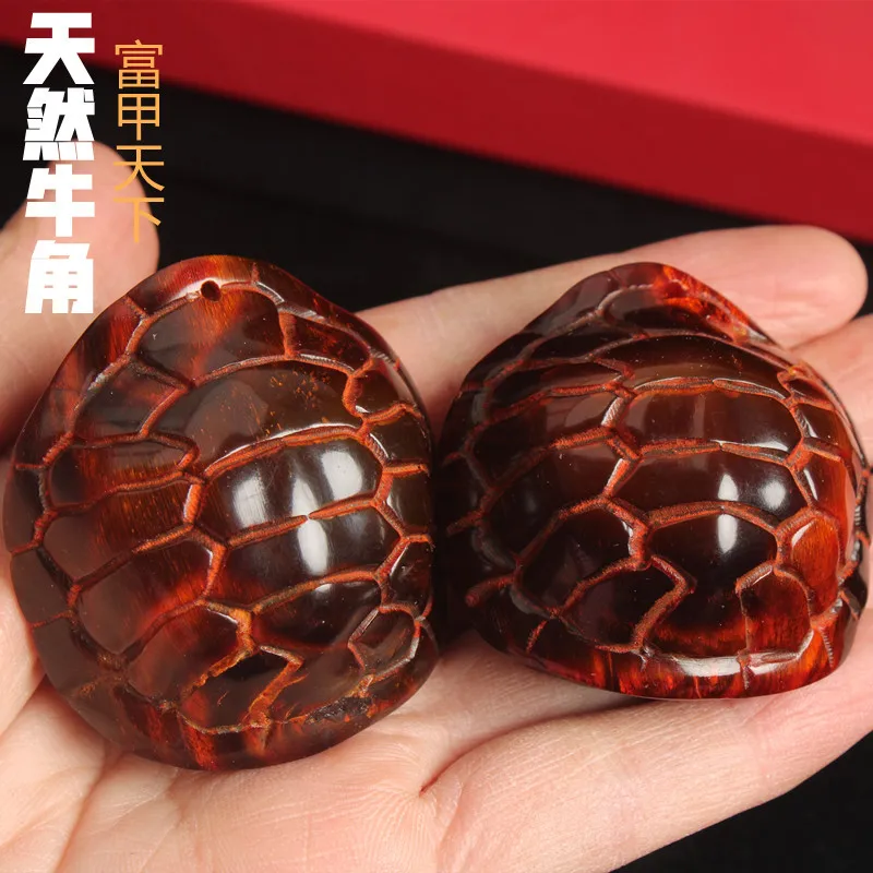 Natural old yak horn carving rich hand piece turtle shell ornaments pendant plate to play with hand pieces.