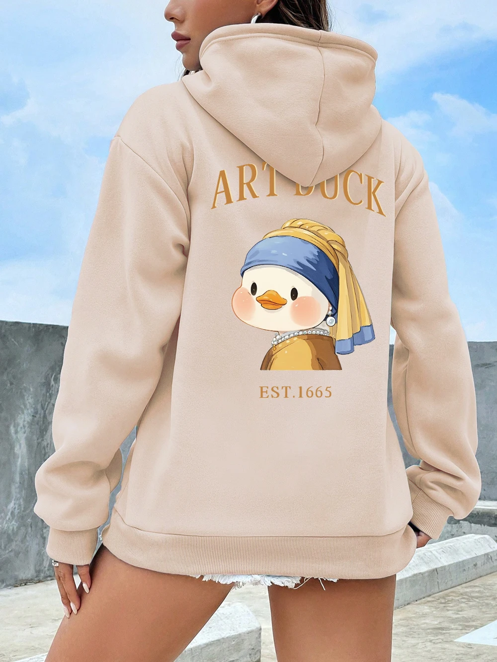

Креативные толстовки с утиным принтом, женские зимние флисовые теплые толстовки, повседневные пуловеры с карманами, удобная свободная женская одежда