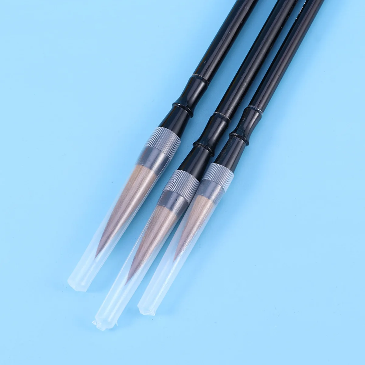 

3Pcs Chinese Calligraphy Brush Set Wolf Hair Wood Handle Black Brown Large Medium Small Drawing Writing Brushes for Beginners