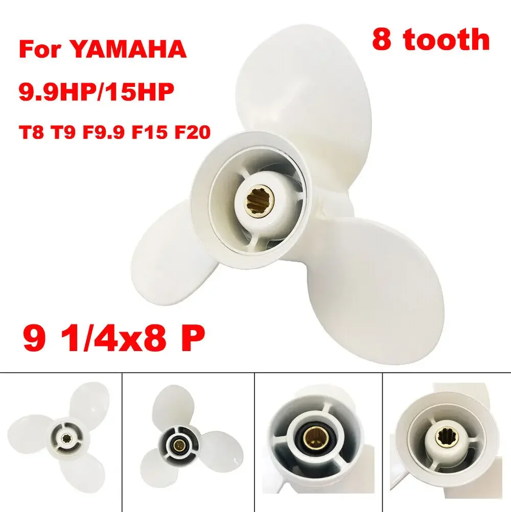 63V-45947-00-EL Boat Propeller 9 1/4x8 P for Yamaha 9.9HP 15HP 2 Stroke 8 Tooth