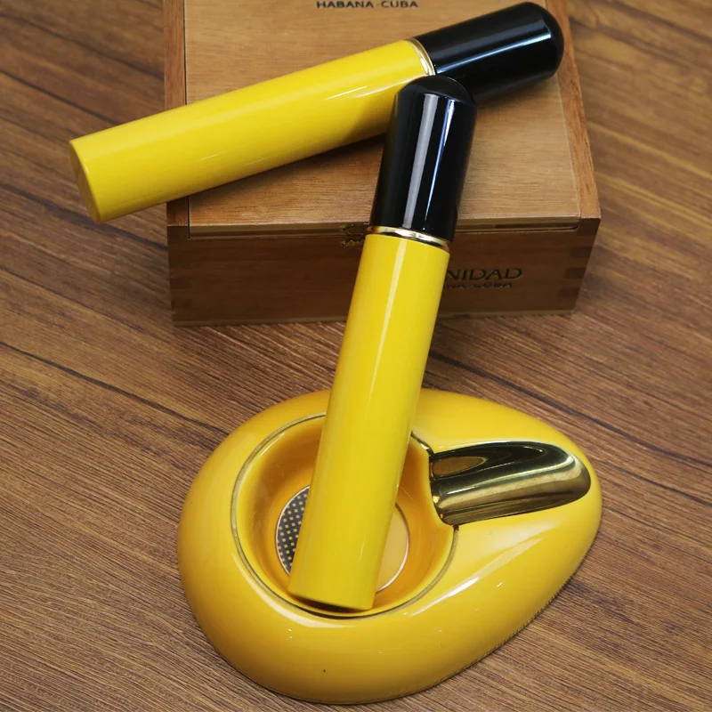 أنبوب سيجار محمول، عبوة واحدة، مرطب سيجار محدد للسفر، أنبوب ألومنيوم سيجار مع خشب الأرز