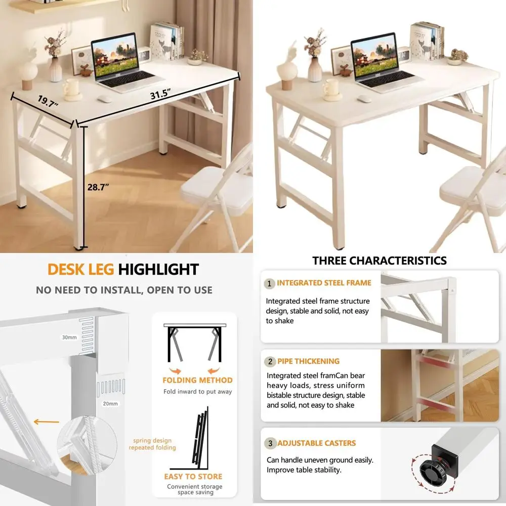 

Компактный регулируемый стол 31,5 дюйма, готовый к использованию, белый, для небольших помещений и спален