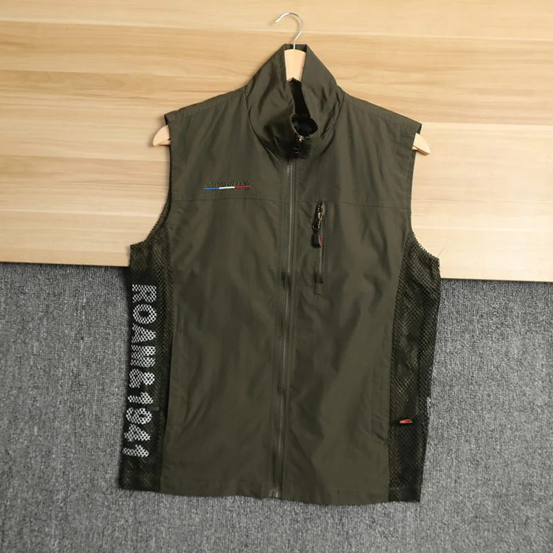 Men's breathable autumn top Men's autumn and winter new solid color standing collar polo vest men's outdoor vest coat