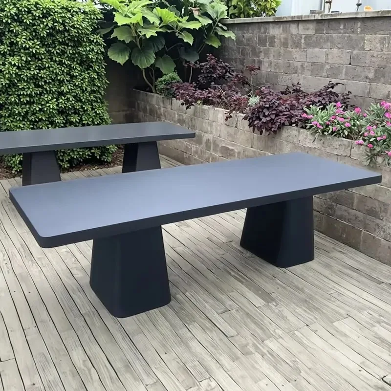 Large Cement Modern Dining Table Heavy Commercial Outdoor Space