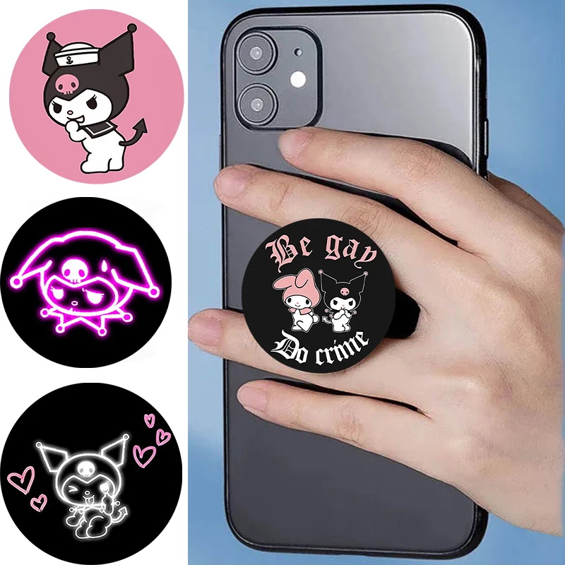 

Phone Socket Popping KUROMI For iPhone 15 Smartphone And Tablet Mobile Phones Griptok Finger Ring Holder For Xiaomi Stand Holder