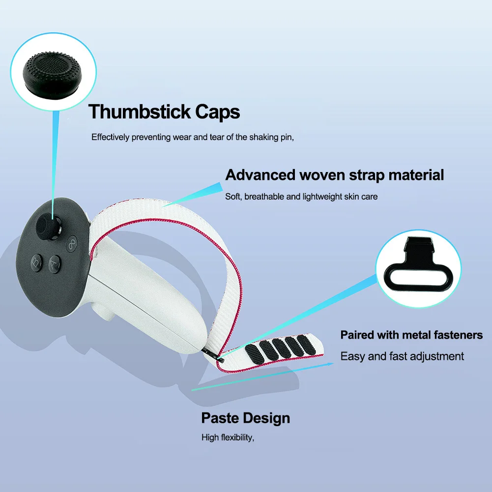 طقم بديل لجهاز تحكم ميتا كويست 3 ، غطاء بطارية مع حزام ، غطاء هزاز ، ملحقات ألعاب الواقع الافتراضي