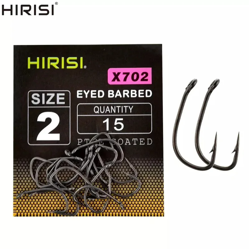 15 stücke PTFE Beschichtet High Carbon Stahl Stacheldraht Angelhaken Mit Auge Karpfen Angeln Zubehör X702