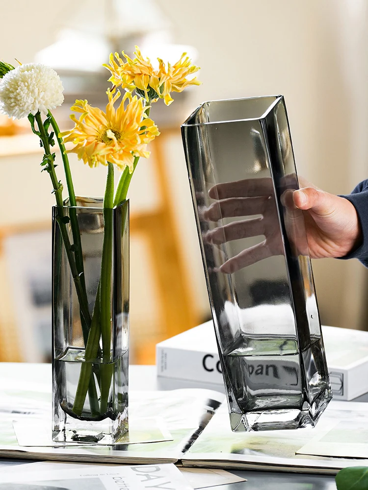Light Luxury, Creative, High Grade, Original Color Glass, Transparent Vase, Living Room, Soft Decoration, Aquaculture, Flower