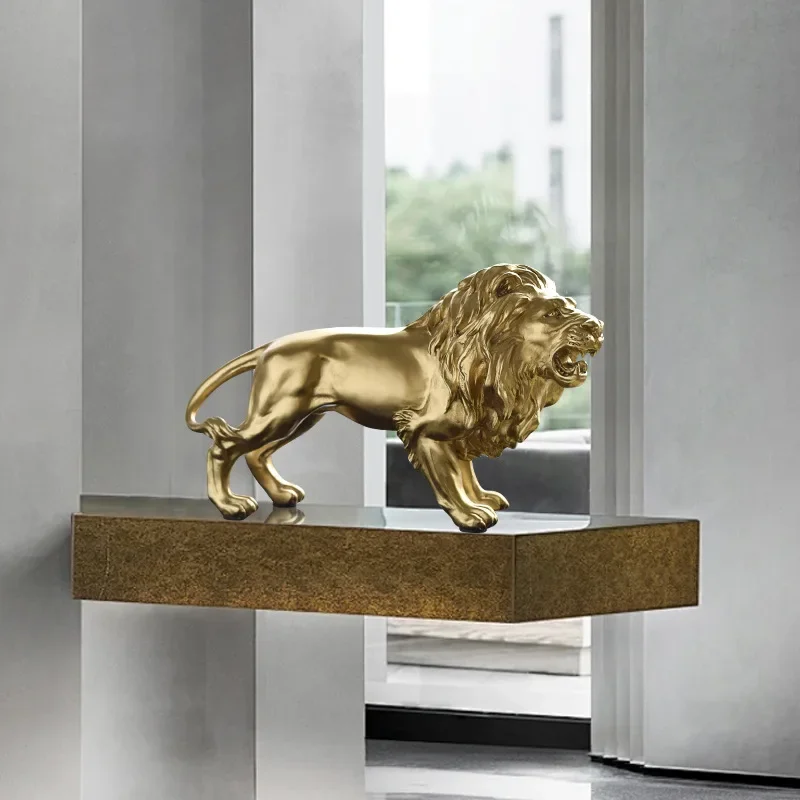 Creative Roar Lion Sculpture Resin Crafts Ornament Home Animal Sculpture Living Room Decoration Office Desktop Decor Accessories