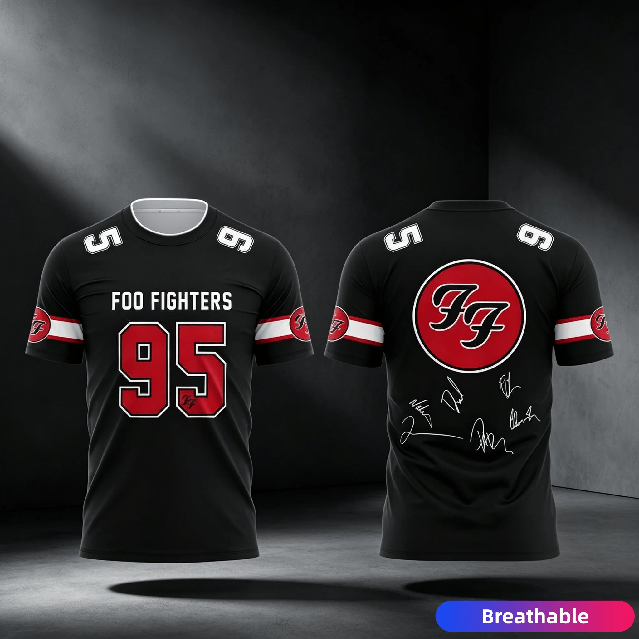 2026 Family Foo Fighters - Disco Inspired 3D Printed Breathable Quick Drying T-shirt, Suitable for Daily and Concert Wear Tops