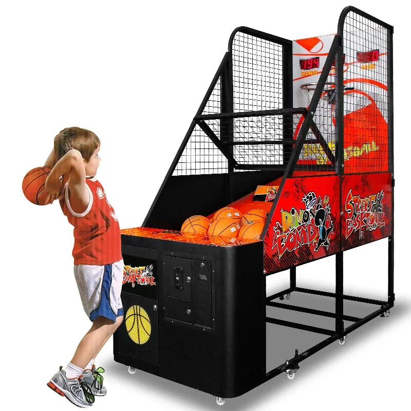 

Luxury indoor adult coin operated electronic arcade foldable basketball shooting game machine with ticket redemption