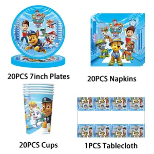 Perlengkapan Pesta Dekorasi Ulang Tahun Paw Patrol Set Balon Latar Belakang Piring Cangkir Penutup Kue Stiker Paw Patrol Suvenir Pesta Anak-anak 8 anjing patroli paw penjualan terbaik - №