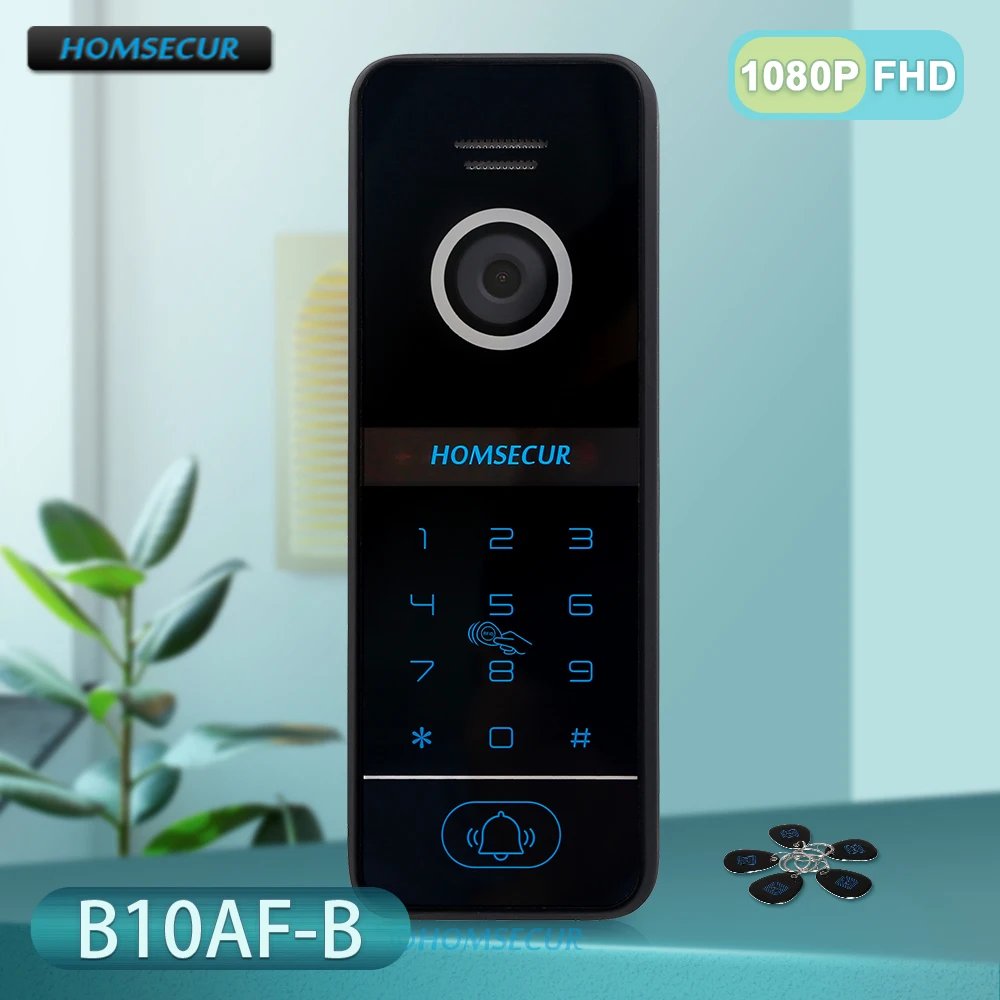 

4 Wire Waterproof Doorbell Camera B10AF-B Password RFID Access for HOMSECUR WIFI FHD 1080P Video Doorphone Intercom