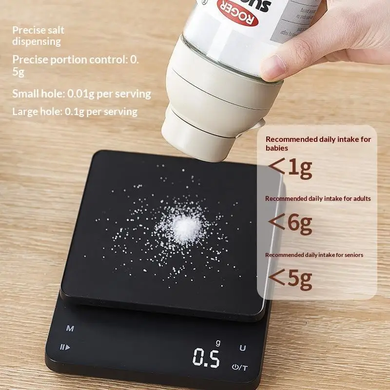 Kitchen Transparent Glass Seasoning Bottle Household Metering Control Salt Jar Sealed Seasoning Seasoning Jar