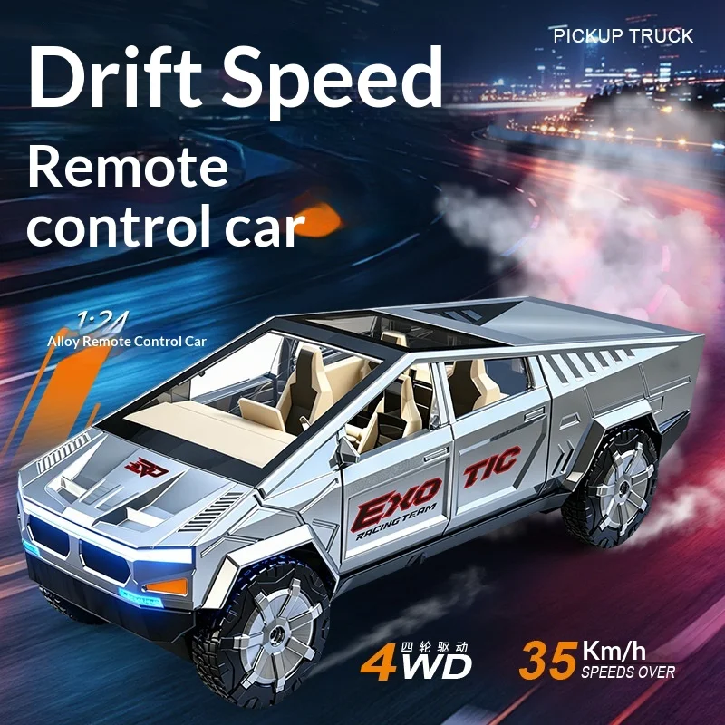 Exo Tic - Camioneta de Carreras a Control Remoto, 4x4, Alta Velocidad, Derrape, Todoterreno, Escala 1:24, Modelo de Aleación, Decoración de Escritorio